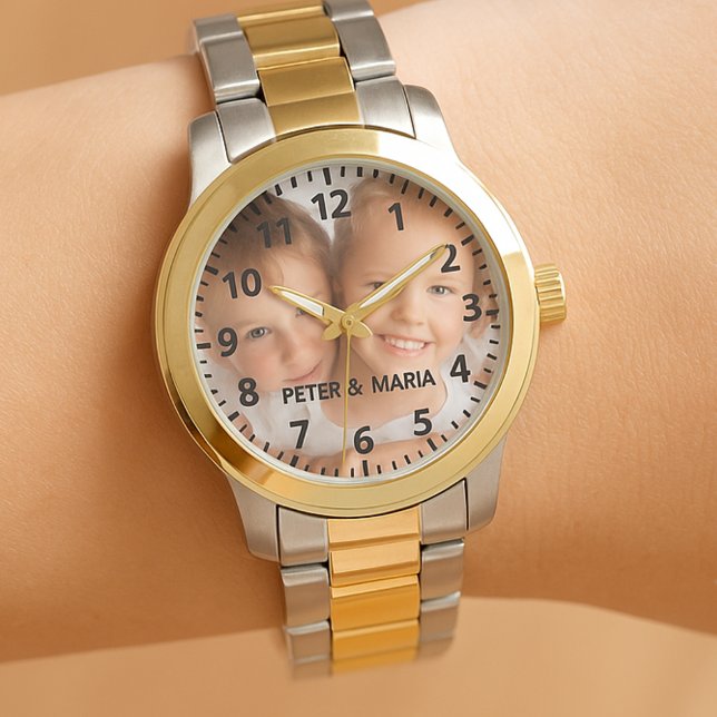 Eigene Kinder Fotos Namen Jahr Mama Armbanduhr (Von Creator hochgeladen)