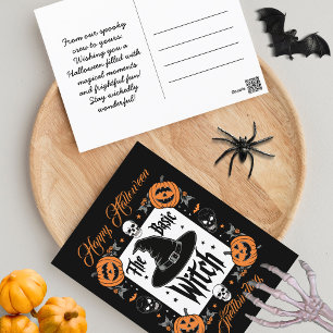 Eigene Kürbislaterne Retro Basic Hexe Halloween Postkarte