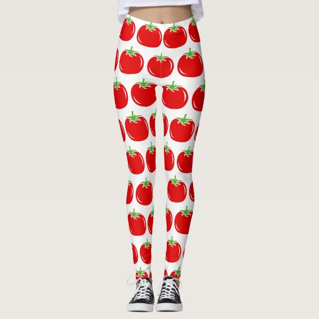 Eigene Leggings mit rotem Tomatmuster (Vorderseite)