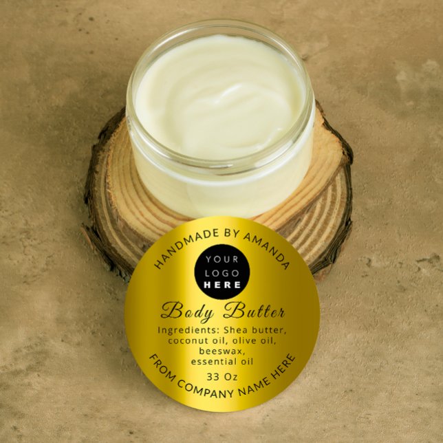 Eigene Logo Name Body Butter Kosmetik Senf Runder Aufkleber (Von Creator hochgeladen)