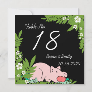 Eigene lustige Schweineessen Hawaii Tisch Hochzeit Einladung