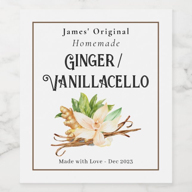 Eigene Marke für Ingwer/Vanillacello Weinetikett (Einzelnes Label)