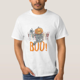 Eigene Marke Weiß und Orange Grunge Halloween T-Shirt