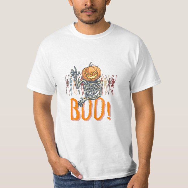 Eigene Marke Weiß und Orange Grunge Halloween T-Shirt (Vorderseite)