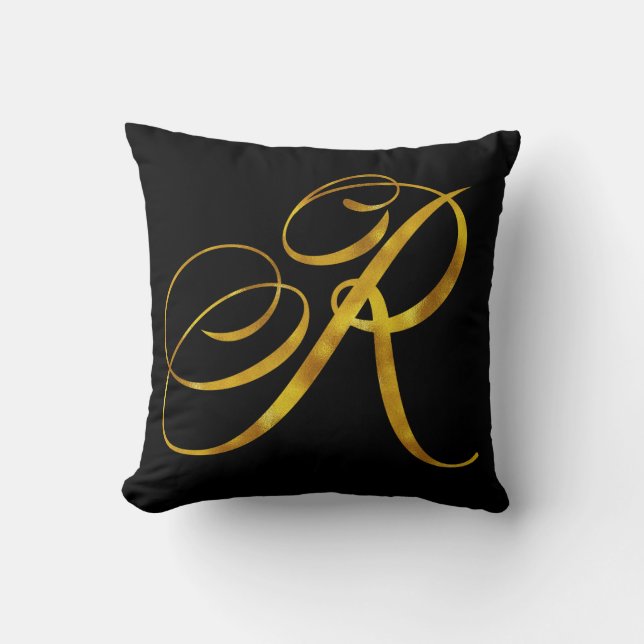 Eigene Monogramm R-Imitat Goldfolie-Monogramme Kissen (Vorderseite)