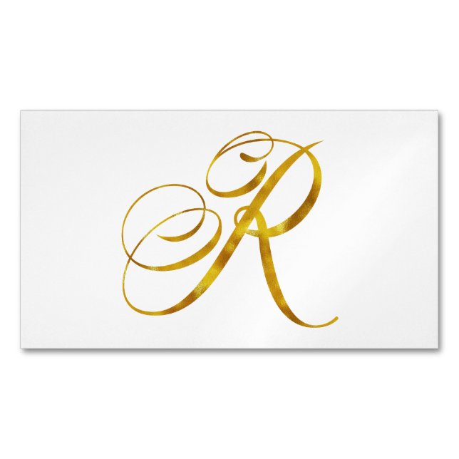 Eigene Monogramm R-Imitat Goldfolie-Monogramme Magnetische Visitenkarte (Vorderseite)