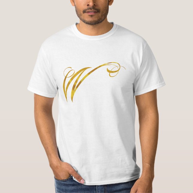 Eigene Monogramm-W-Imitat Goldfolie-Monogramme T-Shirt (Vorderseite)