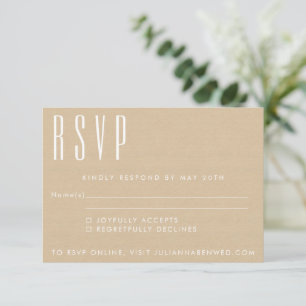 Eigene Namen Retro Typografie Beige Kraft Wedding RSVP Karte