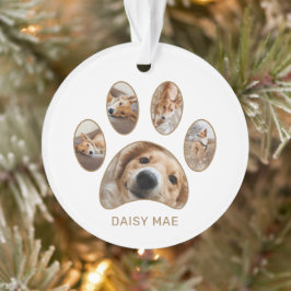 Eigene Paw Print Pet Name Jahr FotoCollage Ornament