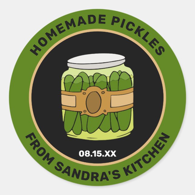 Eigene Pickles | Jar Food Labels Runder Aufkleber (Vorderseite)