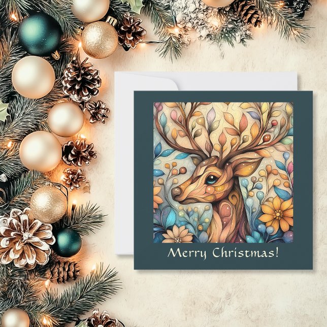 Eigene Rentiermaschine individuell anpassbar Feiertagskarte (Festive Reindeer Customizable Holiday Card)