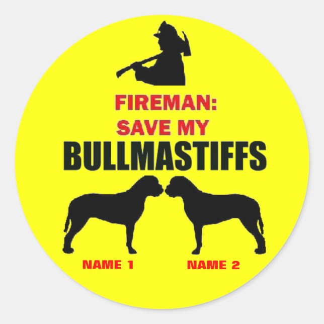 Eigene Rett meiner Bullmastiffs Runder Aufkleber (Vorderseite)