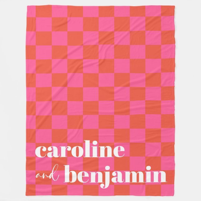 Eigene rosa und rote Karton-Hochzeit Fleecedecke (Vorderseite)