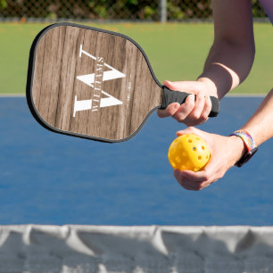 Eigene rustikale Bauernfamilie Monogramm Name Holz Pickleball Schläger