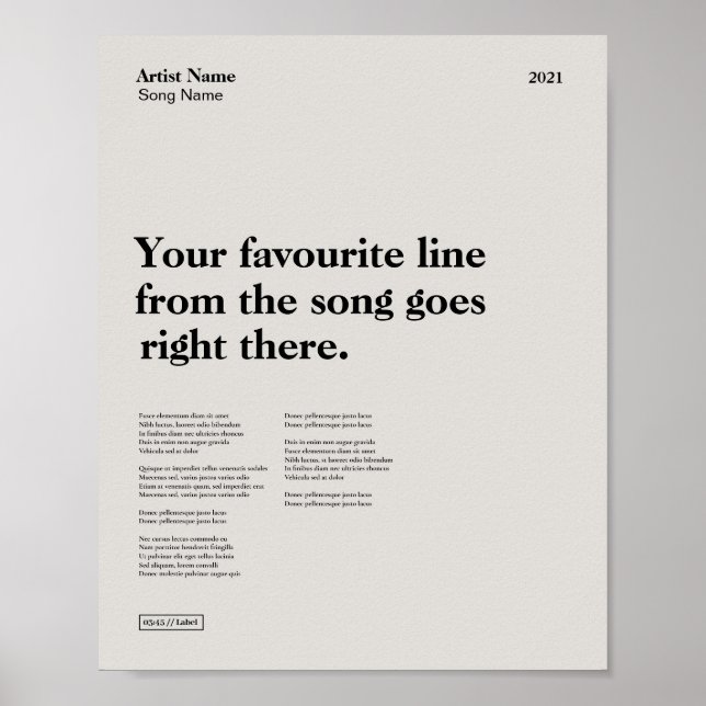 Eigene Song-Download-Print, Ihr Song-Print Poster (Vorne)