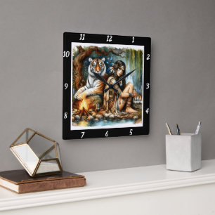 Eigene Stärke: Die Ausmaße des Tigerwaldes Quadratische Wanduhr