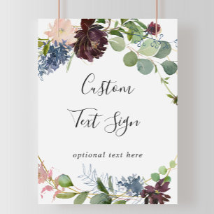 Eigene Textzeichnung für Burgund Blumen und Grünpf Poster