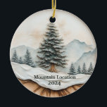 Eigene Wasserfarbe Rustikaler Berg Keramik Ornament<br><div class="desc">Niedliche personalisierbare Western Berg Reise-Souvenir. Wunderbare Geschenke und kleine Geschenke. Anpassung: Change Caption und Jahr,  um es einzigartig zu machen.</div>