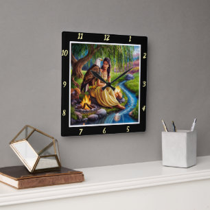 Eigene Wege: Adlerspuren Willow's Whisper Quadratische Wanduhr