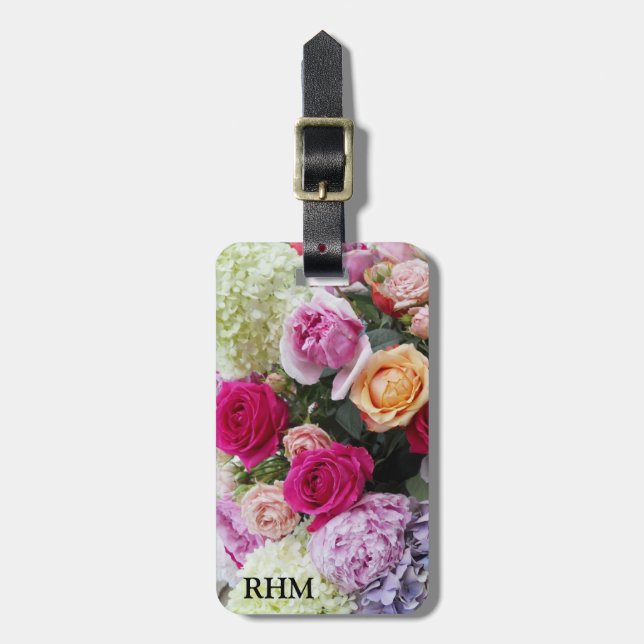 Eigener Bouquet der Rose der Sommerzeit-Blume Mono Gepäckanhänger (Vorderseite vertikal)