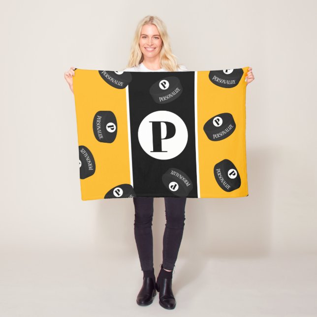 Eigener Eishockey-Puckname Initial Monogramm Fleecedecke (Beispiel)