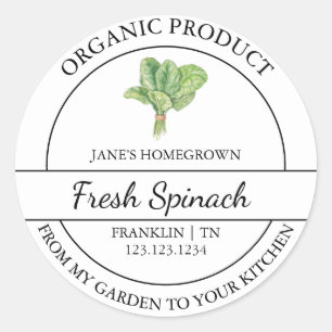 Eigener Garten Frische Bio Spinat-Marke Runder Aufkleber