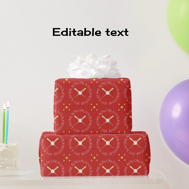 Eigener Geburtstagsstext rot Geschenkpapier (Von Creator hochgeladen)