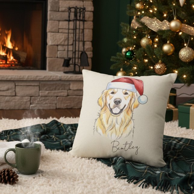 Eigener handgezogener Goldener Retriever Hund Kissen (Add a special touch to your home with this custom pet portrait throw pillow! )