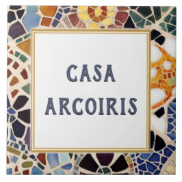 Eigener Hausname Zeichen farbenfrohe spanische Mos Fliese