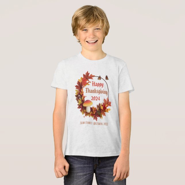 Eigener Herbst lässt glückliches Erntedankfest Tri-Blend Shirt (Vorderseite voll)