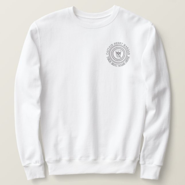 Eigener Kapitän und Schiffsname Sweatshirt (Design vorne)