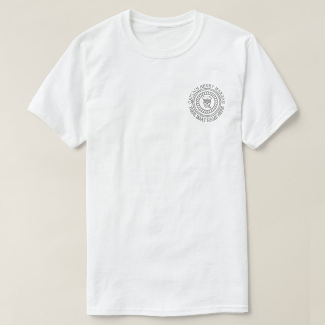 Eigener Kapitän und Schiffsname T-Shirt (Design vorne)