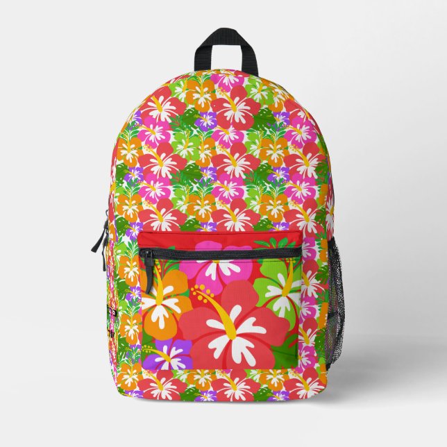 Eigener, lebendiger Hibiskus mit bunten Ästhetik Bedruckter Rucksack (Vorderseite)
