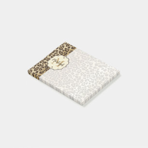 Eigener Leopardrucker Name des Monogramms Post-it Klebezettel