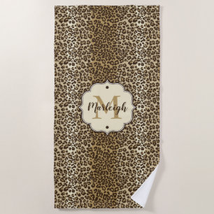 Eigener Leopardrucker Name des Monogramms Strandtuch