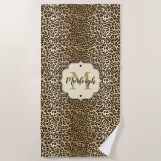 Eigener Leopardrucker Name des Monogramms Strandtuch