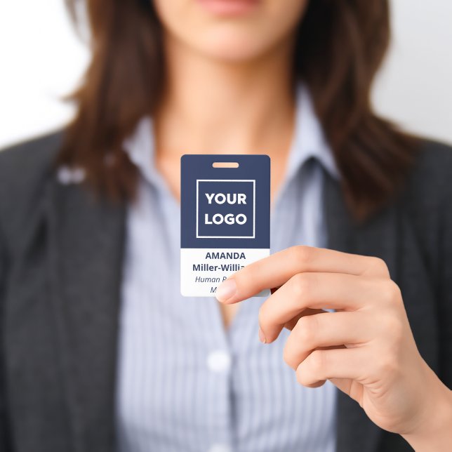 Eigener Logo-Mitarbeiter mit fett blauem Navy-Name Ausweis (Präsentiert)