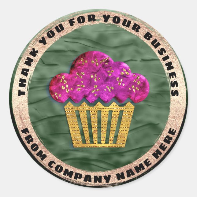 Eigener Logo Name Gold Custom Green Cake Sweet Runder Aufkleber (Vorderseite)