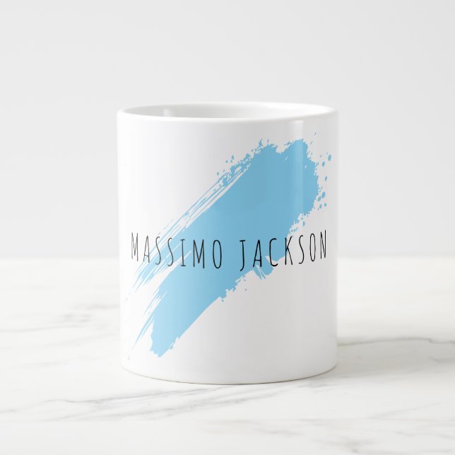 Eigener Name Dekorativ Chic Einfach Einfach Blau W Jumbo-Tasse (Vorderseite)