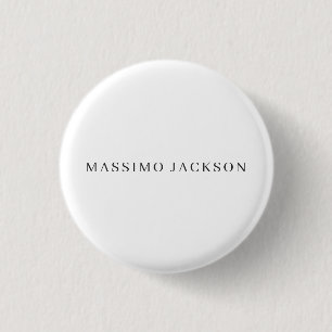 Eigener Name Dekorativ Chic Einfach Schwarz Weiß Button