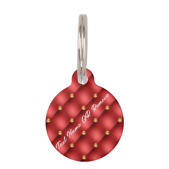 Eigener Name des roten Leders, goldener Diamant Haustiermarke (Vorderseite)