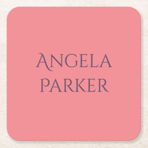 Eigener Name Einfach Schlicht Rosa Professionell M Rechteckiger Pappuntersetzer