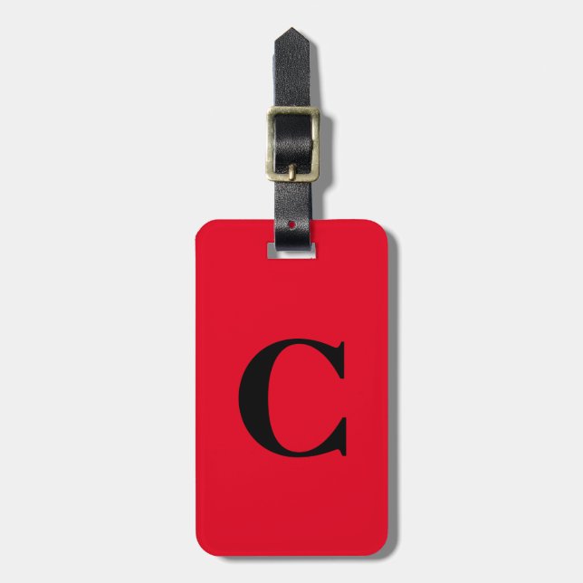 Eigener Name für das orange rote Monogramm Gepäckanhänger (Vorderseite vertikal)