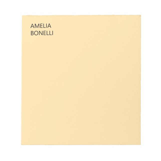 Eigener Name Modern Minimal Professionell Beige Notizblock (Vorderseite)