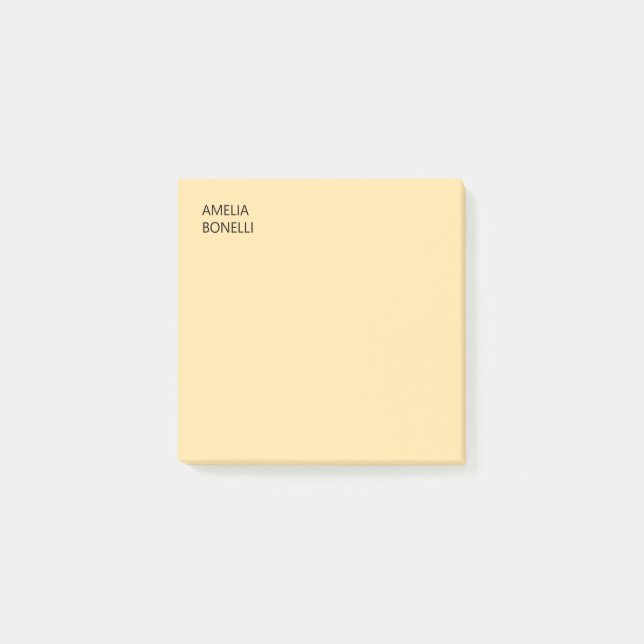 Eigener Name Modern Minimal Professionell Beige Post-it Klebezettel (Vorderseite)