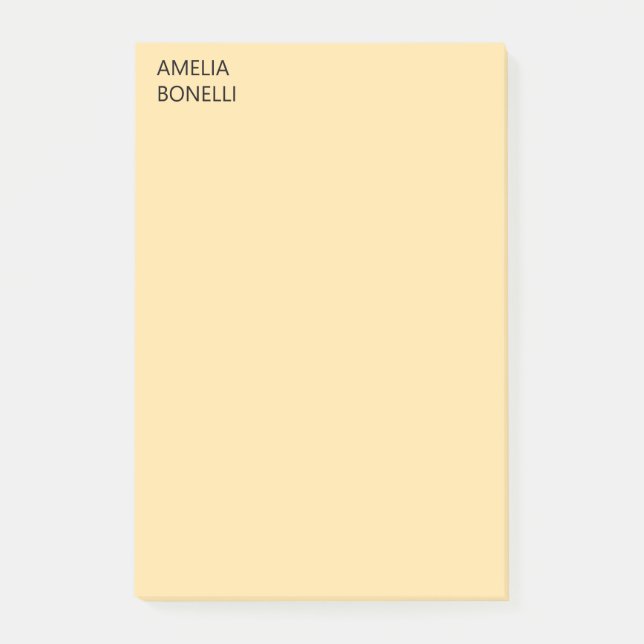 Eigener Name Modern Minimal Professionell Beige Post-it Klebezettel (Vorderseite)