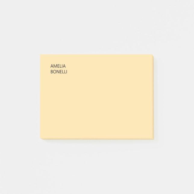 Eigener Name Modern Minimal Professionell Beige Post-it Klebezettel (Vorderseite)