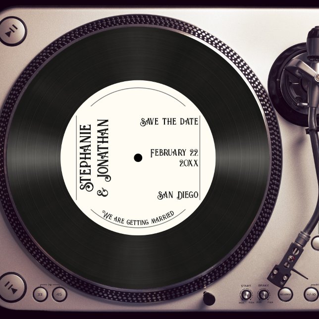 Eigener Retro-Vinyl-Datensatz Save the Date Vintag Einladung (Von Creator hochgeladen)