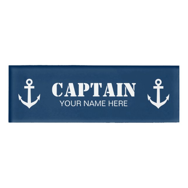 Eigener Schiffskapitän mit Magnetnamen für Seeleut Namenschild (Vorderseite)