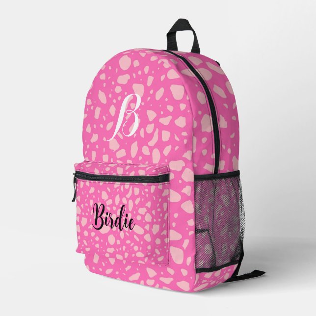 Eigener, schöner und Hübscher, rosa Vorname Bedruckter Rucksack (Rückseitige Ecke Rechts)